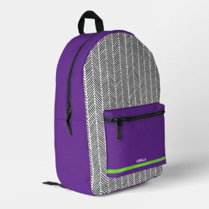 Custom Name Purple Personalised Printed Backpack