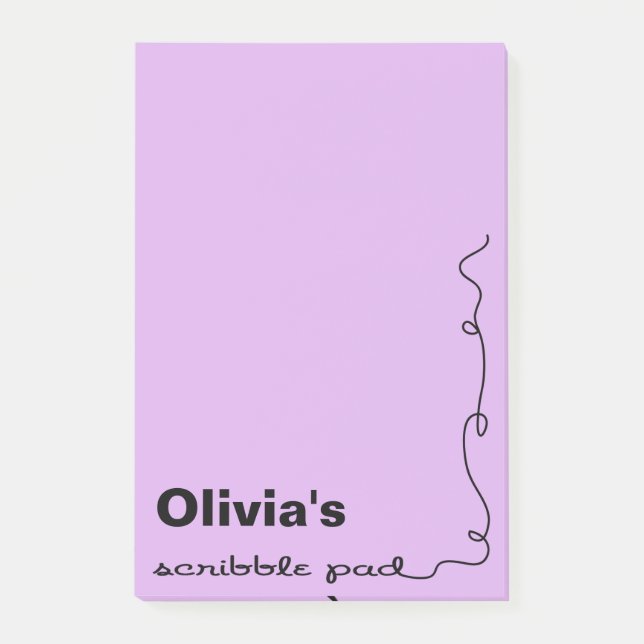 Custom Name Purple Scribble Pad Post-it Notes (Front)