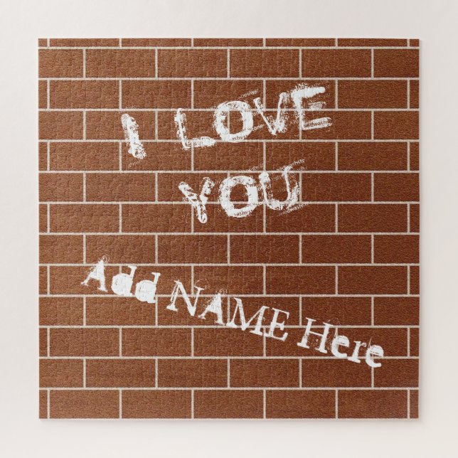 Custom Name Puzzle - A Brick Wall - I Love You (Vertical)