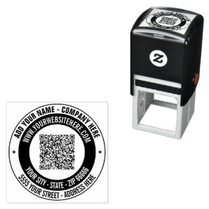 Custom Name QR Code Address Colour Stamp Example