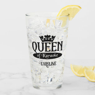 Custom Name Queen of Karaoke Glass