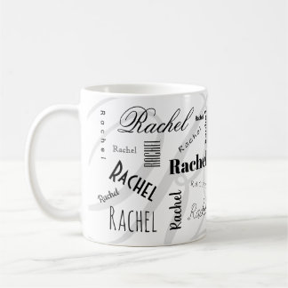 Custom Name Rachel Black White Coffee Mug