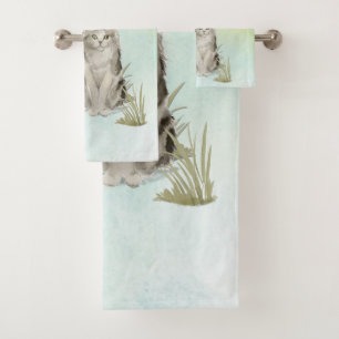 Custom Name Ragamuffin Cat Pet Bath Towel Set