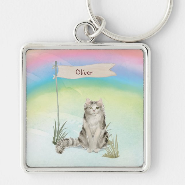 Custom Name Ragamuffin Cat Pet Key Ring (Front)