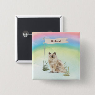 Custom Name Ragdoll Cat Pet 15 Cm Square Badge