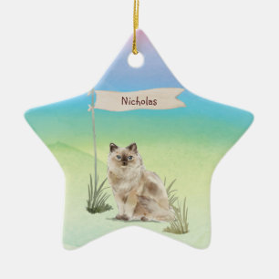 Custom Name Ragdoll Cat Pet Ceramic Ornament