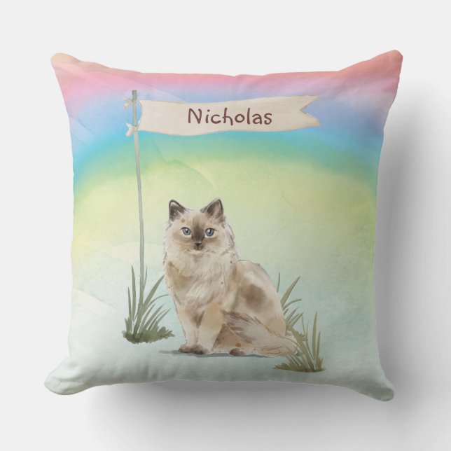 Custom Name Ragdoll Cat Pet Cushion (Front)