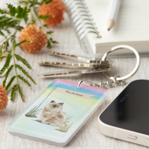 Custom Name Ragdoll Cat Pet Key Ring