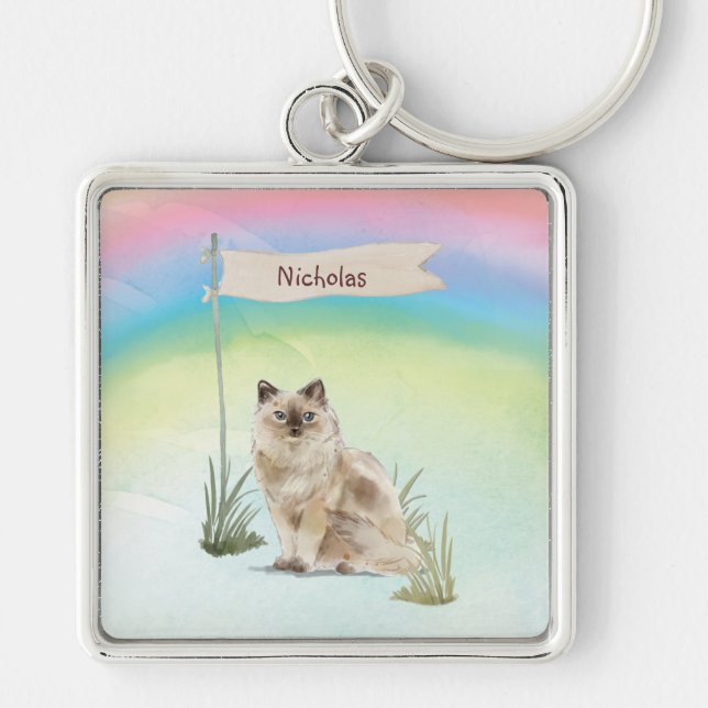 Custom Name Ragdoll Cat Pet Key Ring (Front)