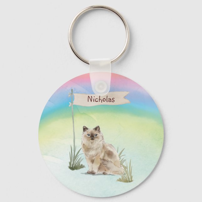 Custom Name Ragdoll Cat Pet Key Ring (Front)