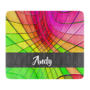 Custom name rainbow blocks cutting board