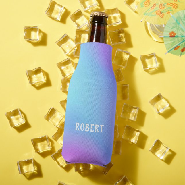 Custom Name Rainbow Colour Bottle Cooler (In Situ Summer)