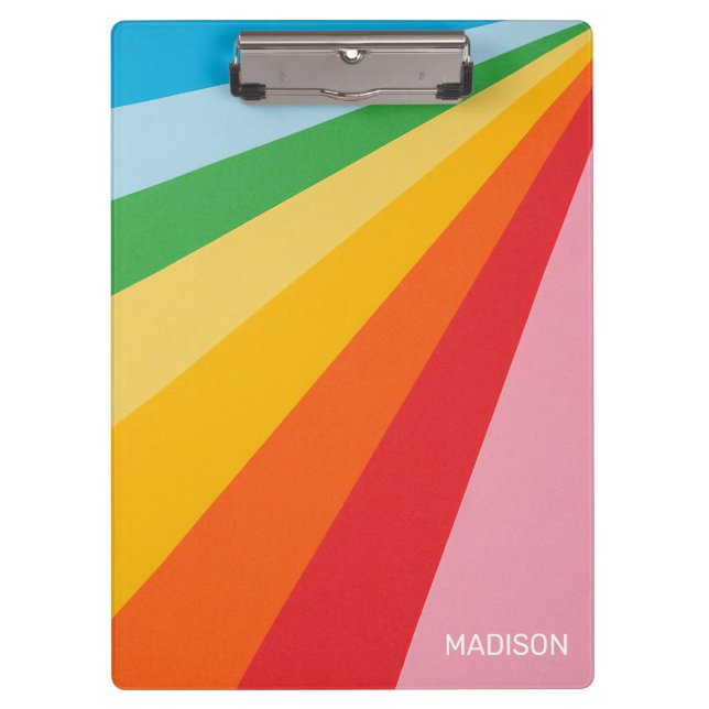 Custom Name Rainbow Colours Clipboard (Front)