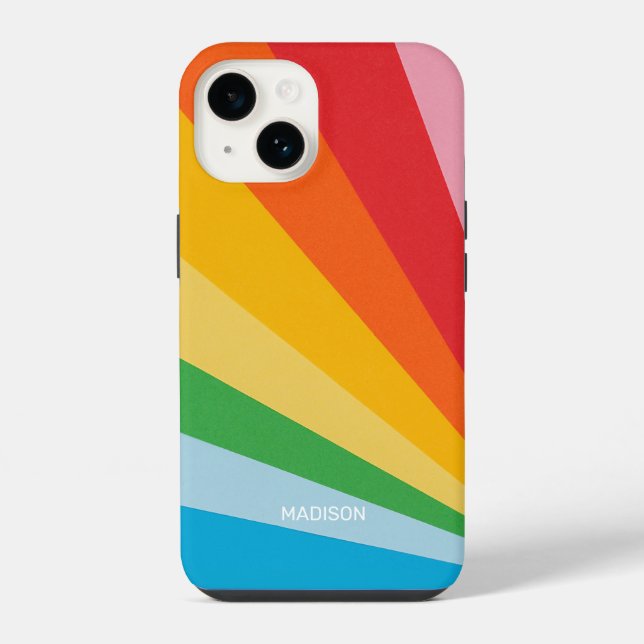 Custom Name Rainbow Colours iPhone Case (Back)