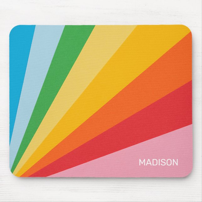 Custom Name Rainbow Colours Mouse Pad (Front)