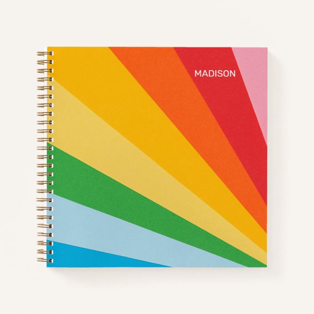 Custom Name Rainbow Colours Notebook (Front)