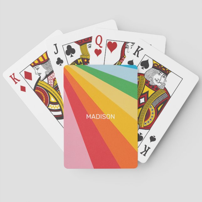Custom Name Rainbow Colours Playing Cards (Back)