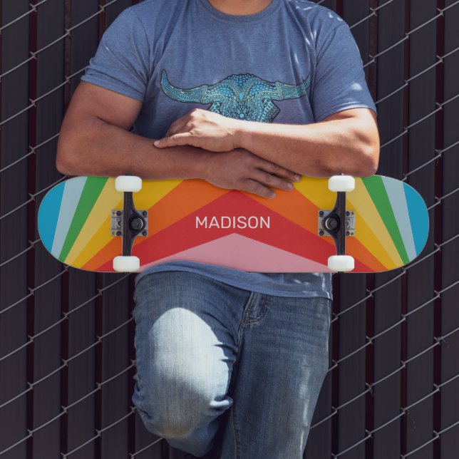 Custom Name Rainbow Colours Skateboard (Outdoor 3)