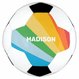 Custom Name Rainbow Colours Soccer Ball