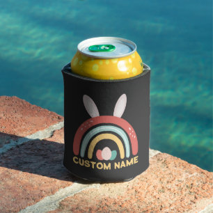 Custom Name Rainbow Egg Bunny Ear Cute Easter Can Cooler