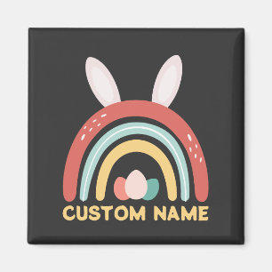 Custom Name Rainbow Egg Bunny Ear Cute Easter Magnet