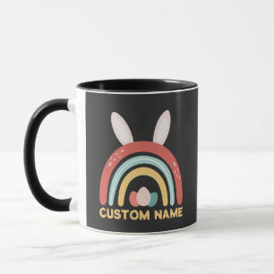 Custom Name Rainbow Egg Bunny Ear Cute Easter Mug
