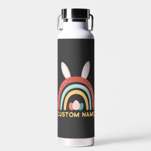 Custom Name Rainbow Egg Bunny Ear Cute Easter Water Bottle