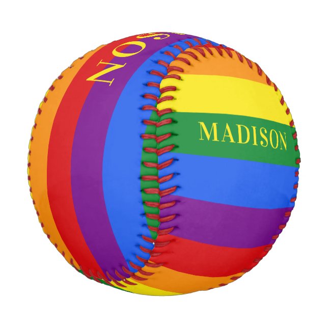 Custom name Rainbow Flag baseball (Angled)