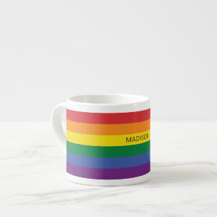 Custom Name Rainbow Flag Espresso Cup
