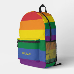 Custom Name Rainbow Flag Printed Backpack