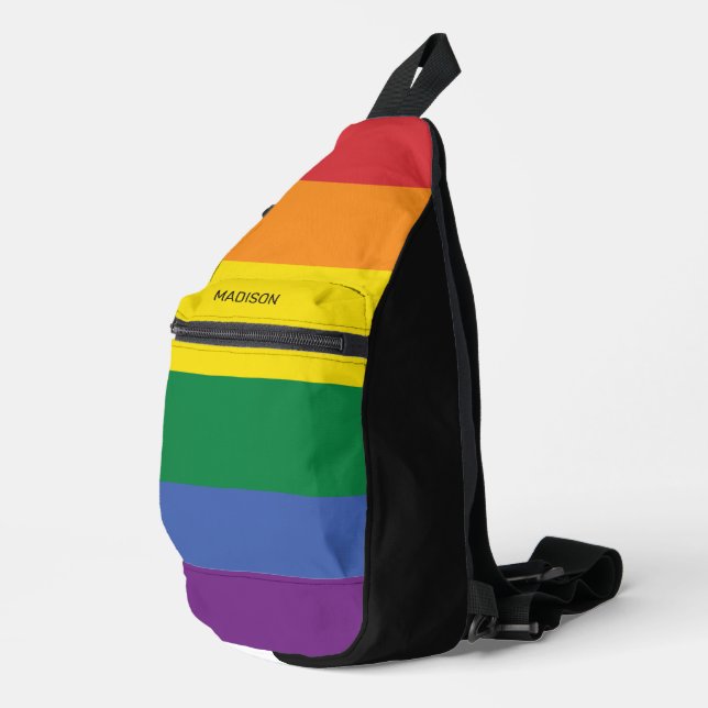 Custom Name Rainbow Flag Sling Bag (Right Corner)