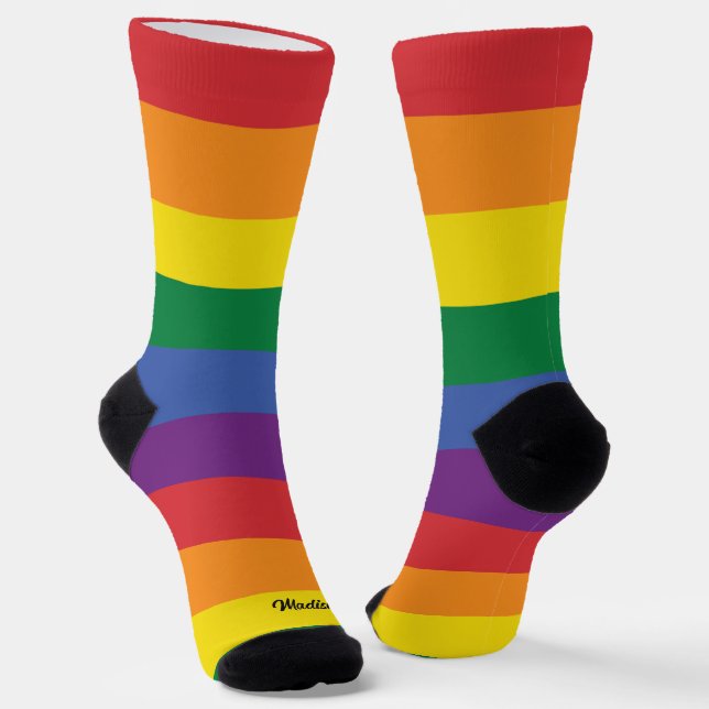 Custom Name Rainbow Flag Socks (Angled)