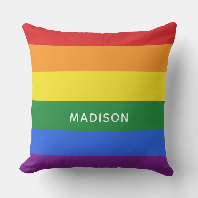 Custom name Rainbow Flag throw pillows (Front)