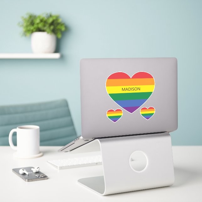 Custom Name Rainbow Heart (Laptop On Desk)