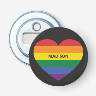 Custom Name Rainbow Heart Bottle Opener