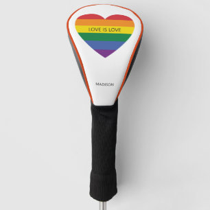 Custom Name Rainbow Heart Golf Head Cover