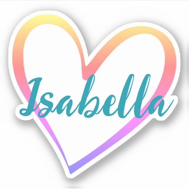 Custom Name Rainbow Heart Shape Trendy Stylish (Front)