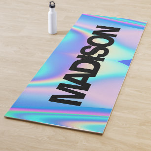 Custom Name Rainbow Holographic Modern Yoga Mats
