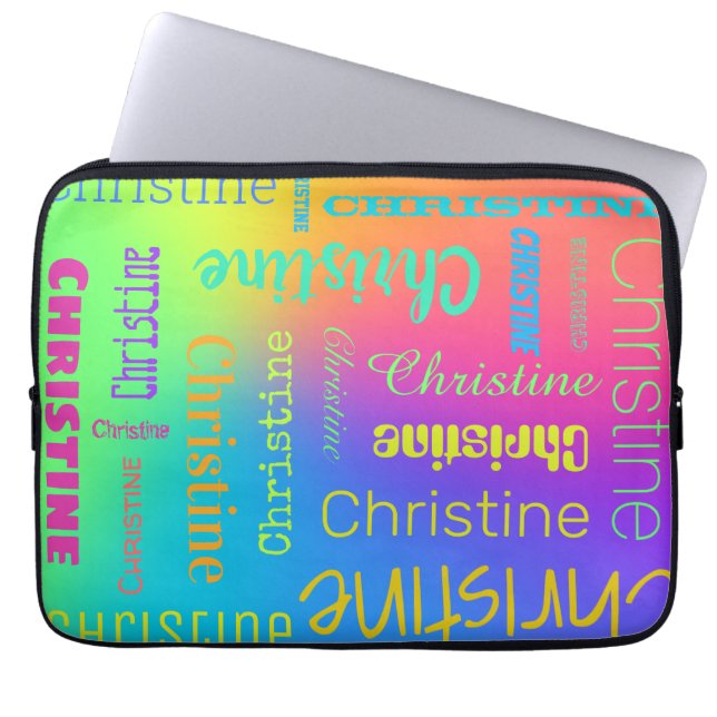 Custom Name Rainbow Laptop Sleeve (Front)