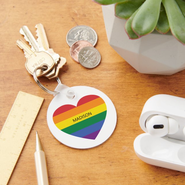 Custom Name Rainbow Love Key Ring (Desk)
