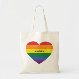 Custom Name Rainbow Love Tote Bag