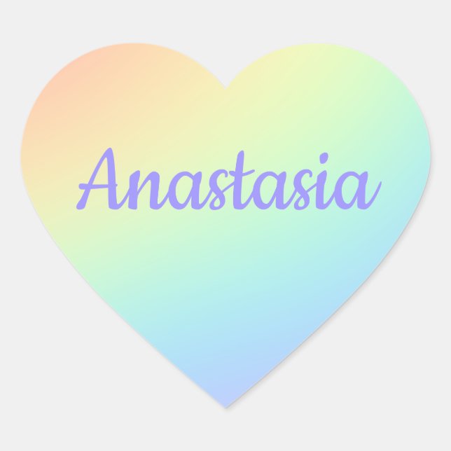Custom Name Rainbow Ombre Heart Sticker (Front)