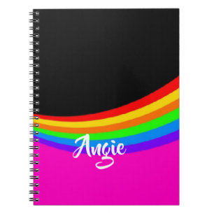 Custom name rainbow patterned notebook