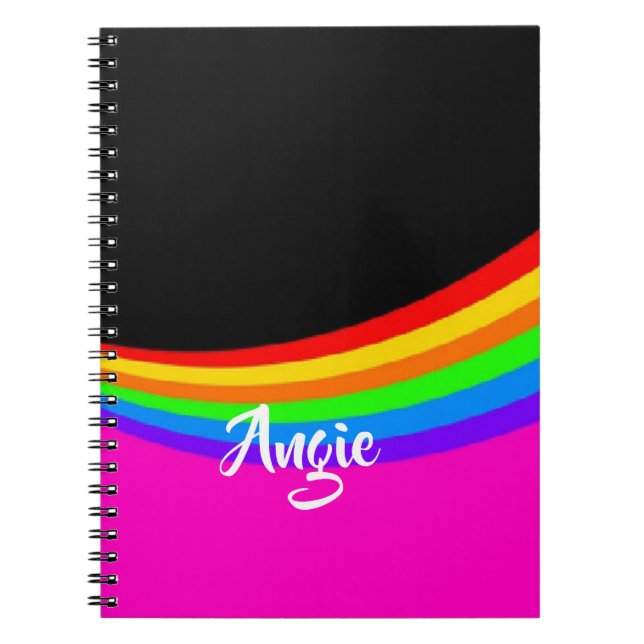 Custom name rainbow patterned notebook (Front)