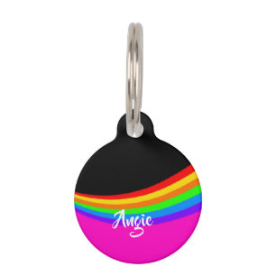 Custom name rainbow patterned pet tag