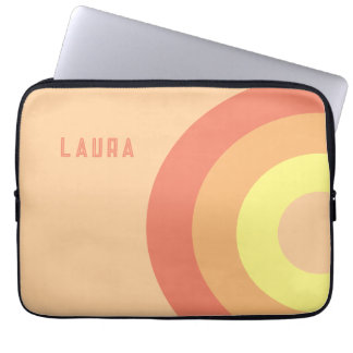 Custom name Rainbow Target – pink, Peach Laptop Sleeve