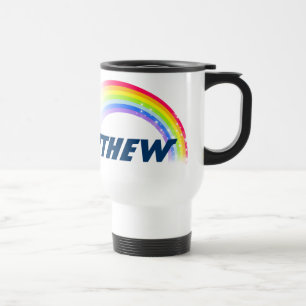 Custom name rainbow travel boys blue mug