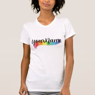Custom Name Rainbow Watercolor Rainbow Pride Month T-Shirt