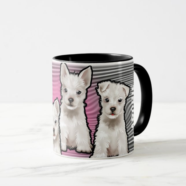 Custom name rainbows and pups Mug. Coffee Mug (Front Right)
