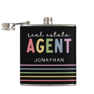 Custom Name Real Estate Agent Realtor Gift Hip Flask